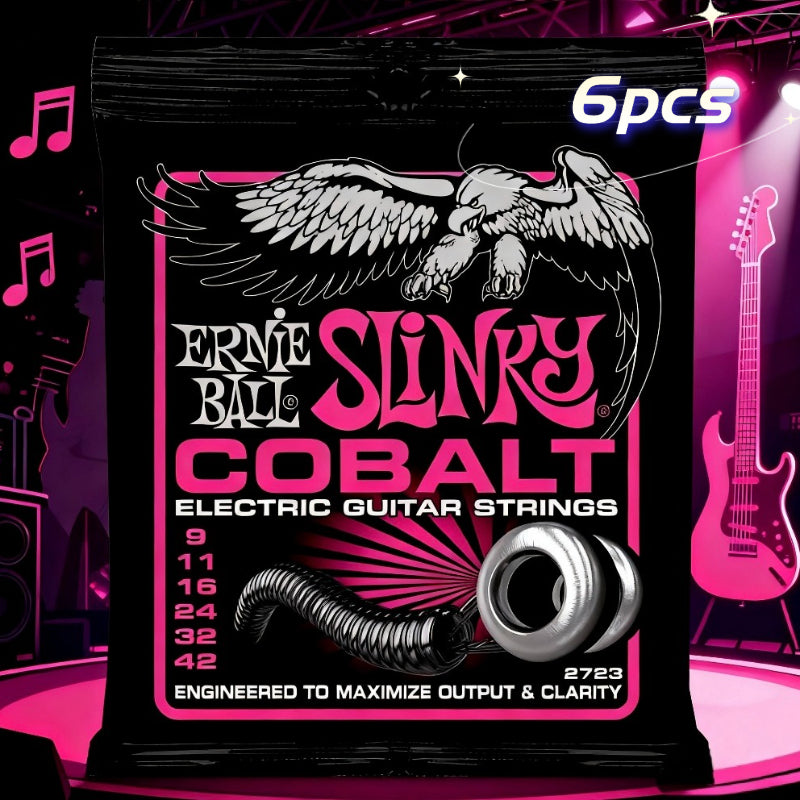 Guitar Strings / 6-Pack Pro-Grade Cobalt Super Electric Guitar Strings - Heavy-Duty Cobalt-Reinforced (Non-Lithium/Potassium) for MAX VOLUME, CLARITY & LONG-LASTING SOUND - Glossy Coated.047-.052 Gauge (Compatible with Most Electric Guitars)