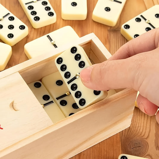 Dominoes - Classic Game with 28 Dominoes, 2-4 Players; Beautifully Boxed for Casual Play, Acrylic Material, Durable Box