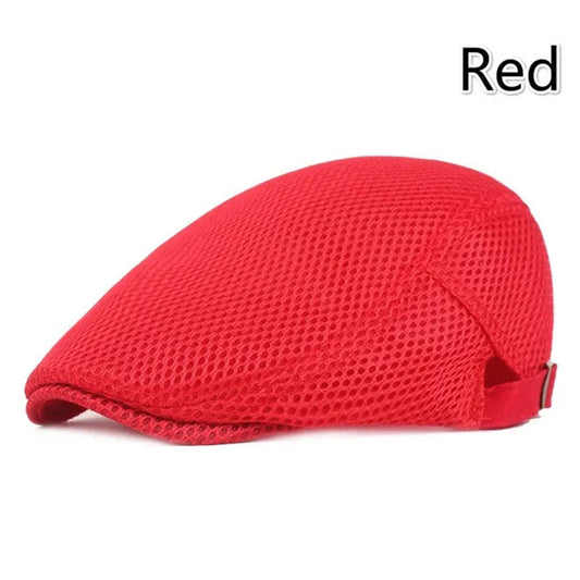 1pc 8 Colors Men Cabbie Flat Cap Breathable Mesh Summer Hat Adjustable News Beret Ivy Cap, Ideal Choice for Gifts