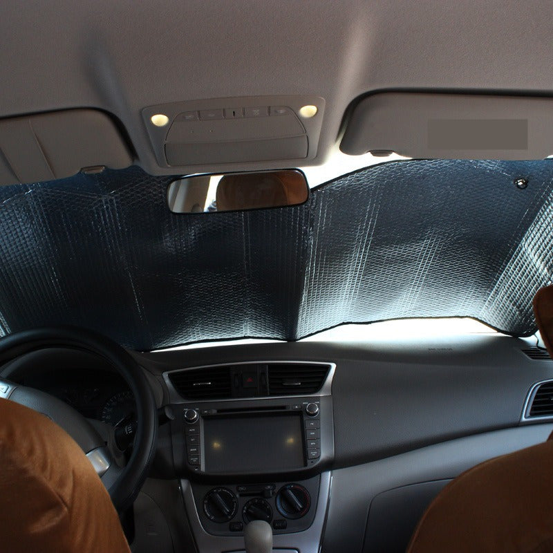 Automobile Sunshade / Double-Sided Bubble Aluminum Foil / Sun Blocking Car Front Cover - Roll-Up Blackout Curtain for Enhanced Privacy & Sun Protection, Sun Visor for Car, Vehicle Interior Cooling, Sleek Car Accessory, Flexible Sun B