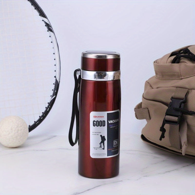 Hot / Cold Cup 33.81oz Large Capacity Insulated Cup with Leak-Proof Lid & Carry Strap - Double-Wall Vacuum Insulation for Hot/Cold Drinks, Glossy Finish, Durable & Lightweight Thermos for Camping, Gym, Travel, Hiking - Ideal Gift for Men &