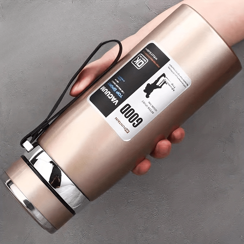 Hot / Cold Cup 33.81oz Large Capacity Insulated Cup with Leak-Proof Lid & Carry Strap - Double-Wall Vacuum Insulation for Hot/Cold Drinks, Glossy Finish, Durable & Lightweight Thermos for Camping, Gym, Travel, Hiking - Ideal Gift for Men &