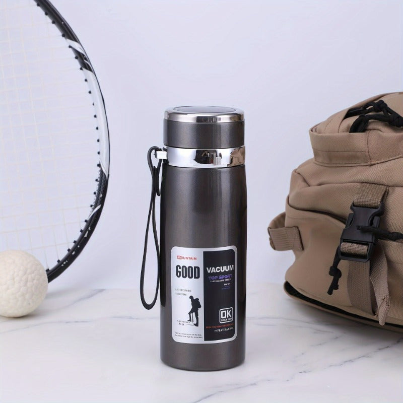 Hot / Cold Cup 33.81oz Large Capacity Insulated Cup with Leak-Proof Lid & Carry Strap - Double-Wall Vacuum Insulation for Hot/Cold Drinks, Glossy Finish, Durable & Lightweight Thermos for Camping, Gym, Travel, Hiking - Ideal Gift for Men &