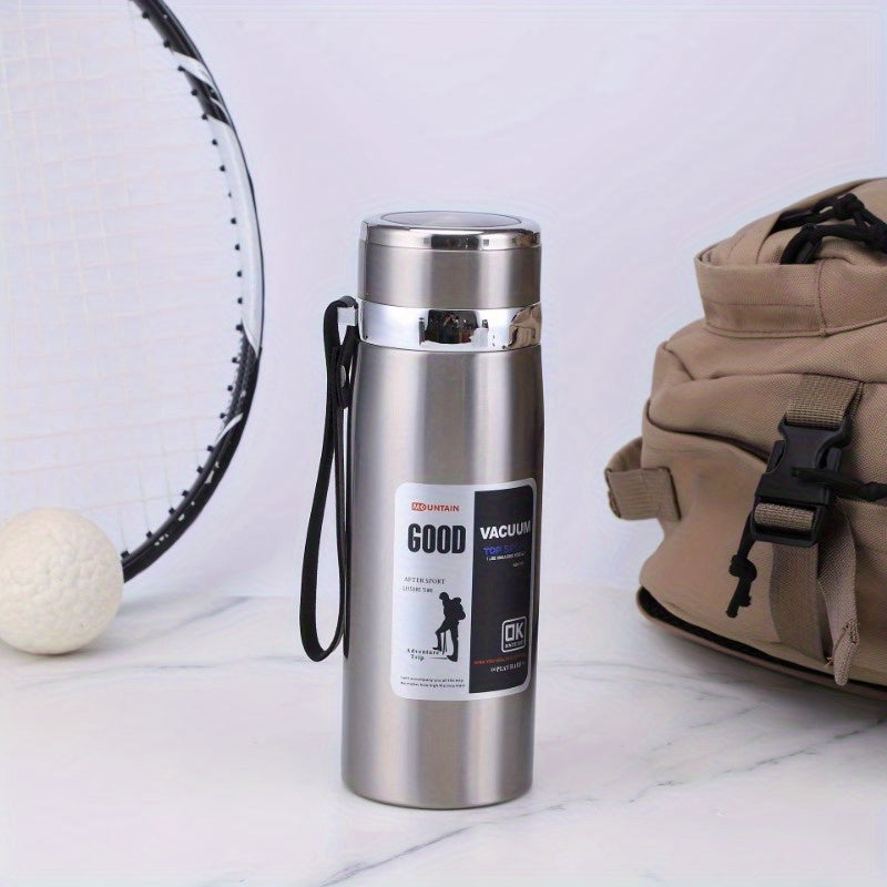 Hot / Cold Cup 33.81oz Large Capacity Insulated Cup with Leak-Proof Lid & Carry Strap - Double-Wall Vacuum Insulation for Hot/Cold Drinks, Glossy Finish, Durable & Lightweight Thermos for Camping, Gym, Travel, Hiking - Ideal Gift for Men &