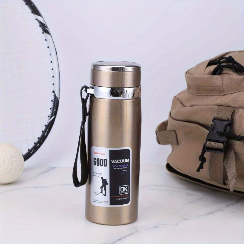 Hot / Cold Cup 33.81oz Large Capacity Insulated Cup with Leak-Proof Lid & Carry Strap - Double-Wall Vacuum Insulation for Hot/Cold Drinks, Glossy Finish, Durable & Lightweight Thermos for Camping, Gym, Travel, Hiking - Ideal Gift for Men &