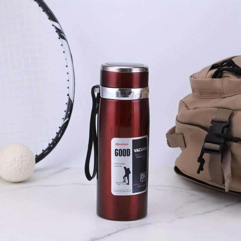 Hot / Cold Cup 33.81oz Large Capacity Insulated Cup with Leak-Proof Lid & Carry Strap - Double-Wall Vacuum Insulation for Hot/Cold Drinks, Glossy Finish, Durable & Lightweight Thermos for Camping, Gym, Travel, Hiking - Ideal Gift for Men &