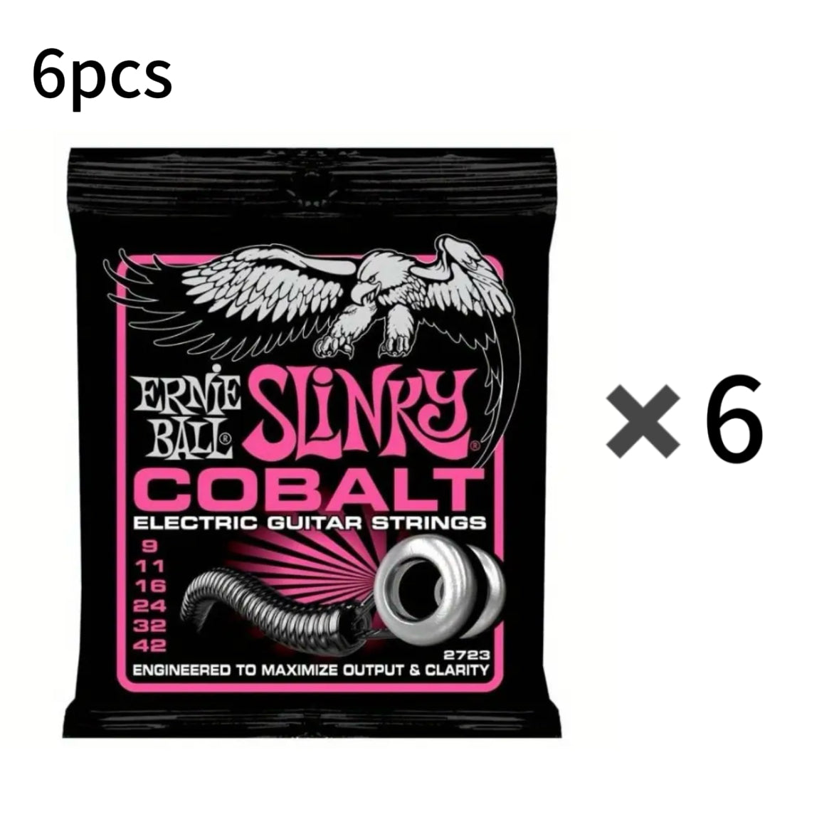 Guitar Strings / 6-Pack Pro-Grade Cobalt Super Electric Guitar Strings - Heavy-Duty Cobalt-Reinforced (Non-Lithium/Potassium) for MAX VOLUME, CLARITY & LONG-LASTING SOUND - Glossy Coated.047-.052 Gauge (Compatible with Most Electric Guitars)