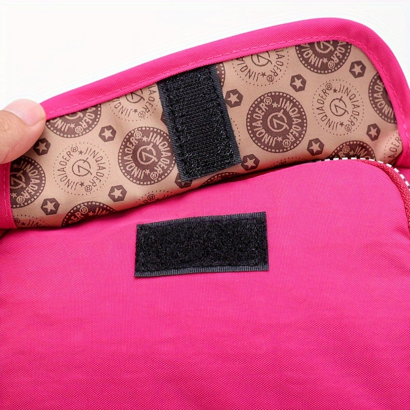 Women'S Lightweight Nylon Shoulder Bag - Casual Fashion Messenger Bag with Multiple Pockets, Adjustable Strap, and Zipper Closure in Pink, Purple, Blue, Green, Black, Red, Blue, Yellow, Black, White, Black Patterns, Messenger