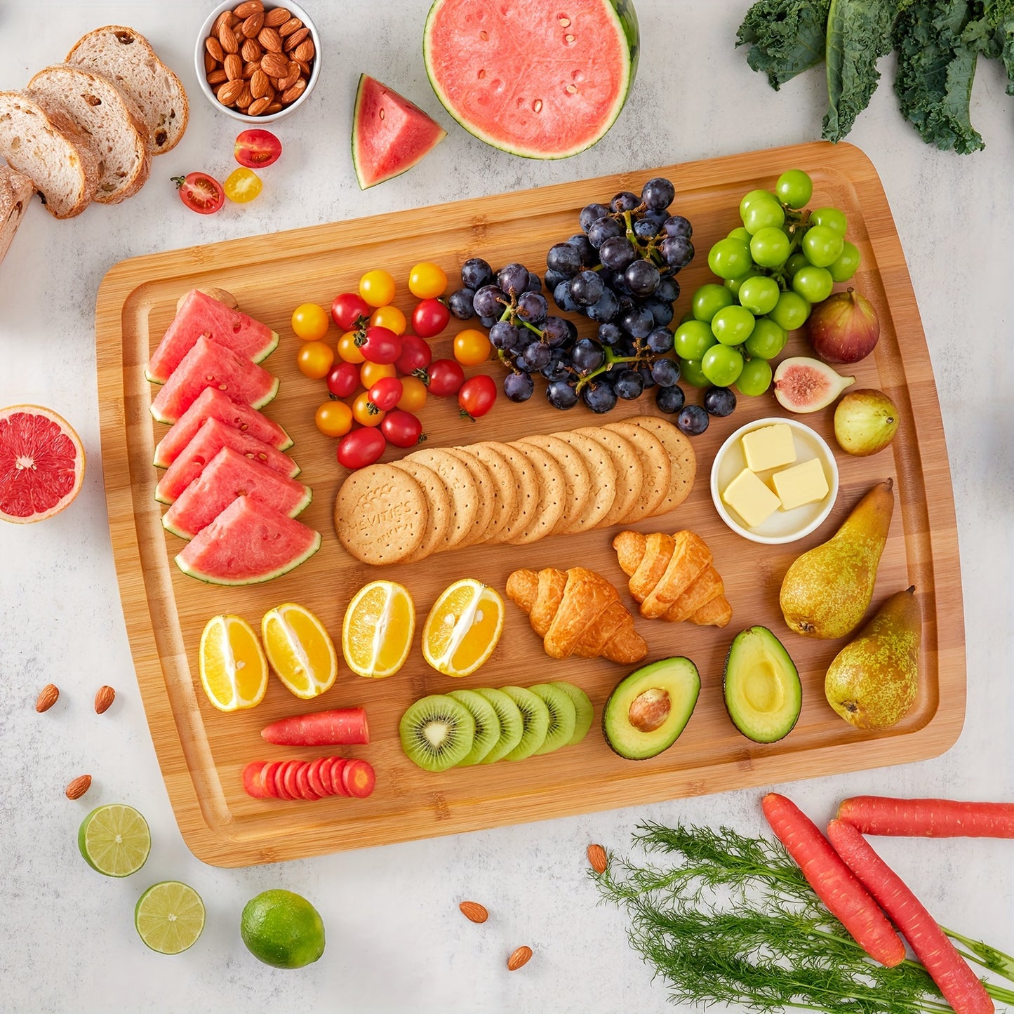 1pc, Cutting Board, Stove Top Cutting Board, Extra Large Bamboo Cutting Board, Charcuterie Board for Meat, Cheese, Bread, Vegetables and Fruits, Chopping Board for Home Dormitory, Kitchen Gadgets, Gifts for Family