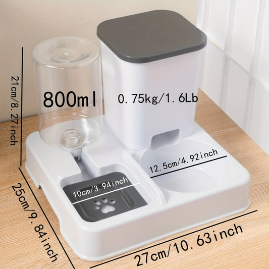 2-in-1 Cat Bowl, Plastic Pet Feeder with Water Dish, Dual-Function Pet Food and Water Bowl, Easy to Clean, Durable, for Cats and Dogs