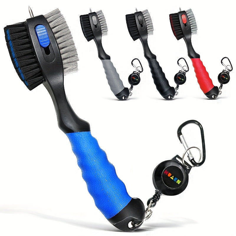HUAEN Golf Club Head Cleaning Brush, Stainless Steel & PP Material, Portable Cleaner with Magnetic Keychain, Durable Club Maintenance Tool