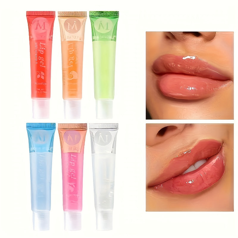 Lip Balm 6-Color Transparent Fruit Flavored Moisturizing Lip Gloss