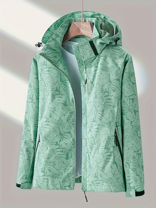 Women'S Windproof Jacket with Full-Zip Front - Lightweight Outdoor Coat, Stand Collar, Non-Stretch Fabric for Hiking, Camping, Travel - Bright Pink Windproof Shell (Spring/Fall/Summer) - Easy-Care Design, Hiking Gear, Camping