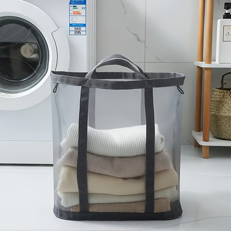 Laundry Basket / Nylon Mesh Laundry Basket, Foldable Dirty Clothes Storage Bag with Handle, Portable Independent Laundry Hamper, Suitable for Bedroom, Laundry Room, Bathroom, Toys and Miscellaneous Items