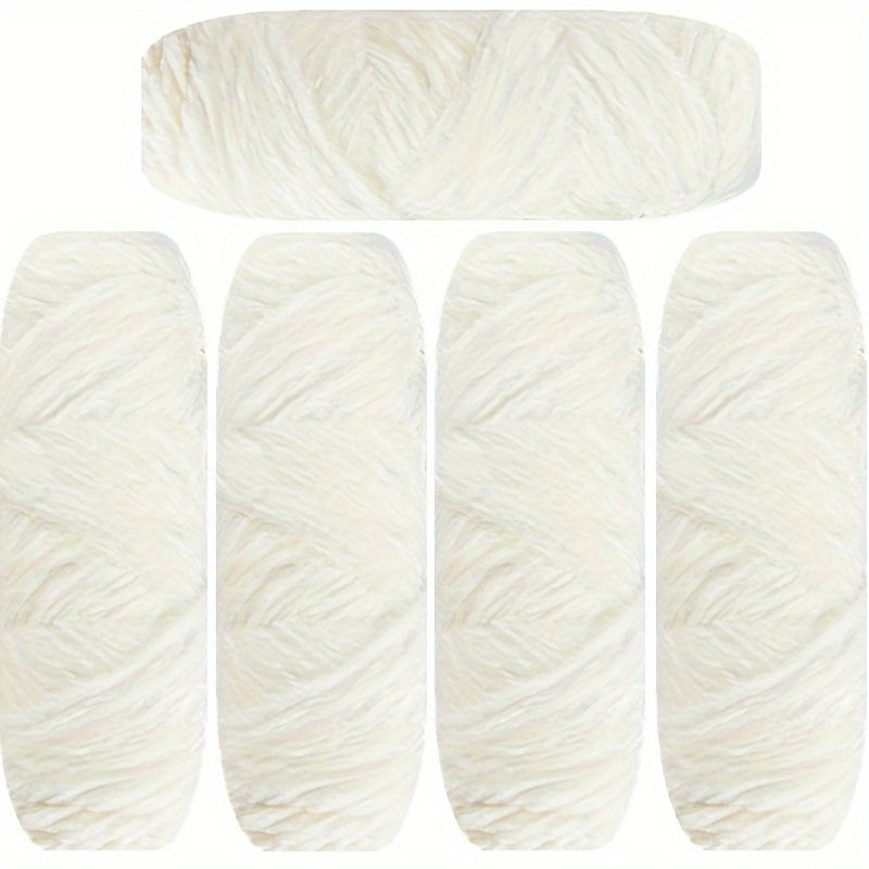 Velvet Chenille Yarn 5-Pack, 500g (17.63oz) Each, 100% Polyester, Soft Skin-Friendly Multi-Color Thick Yarn for Crochet, Knitting, DIY Crafts, Scarves, Blankets, Hats - 4mm Width