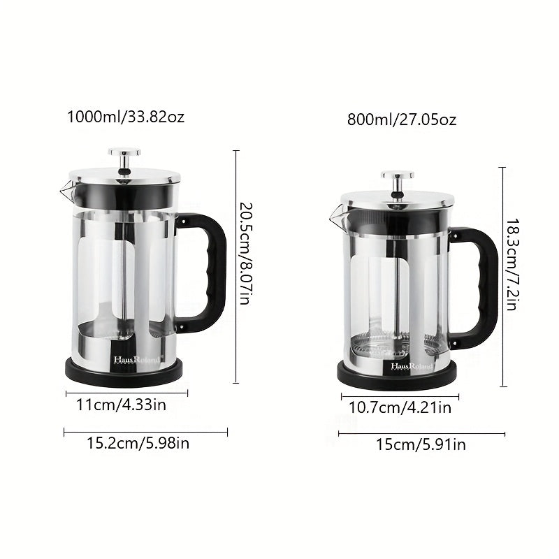 French Press Coffee Maker / Hausroland French Press Coffee Maker, Coffee Pot, Filter Cup Set, Tea Pot, Hand Drip Home Use Double Filter Mesh Glass French Press Pot