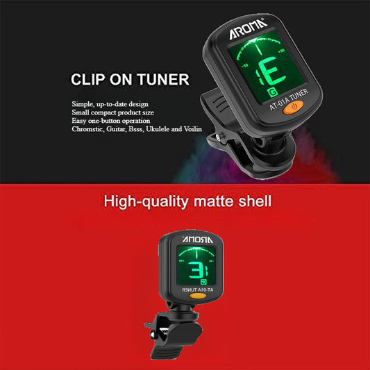 Guitar Tuner / 1-Pack Guitar Tuner, Clip on Tuner for Guitar/ Bass/ Violin/ Ukulele, Auto Power Off/ One Button Operation