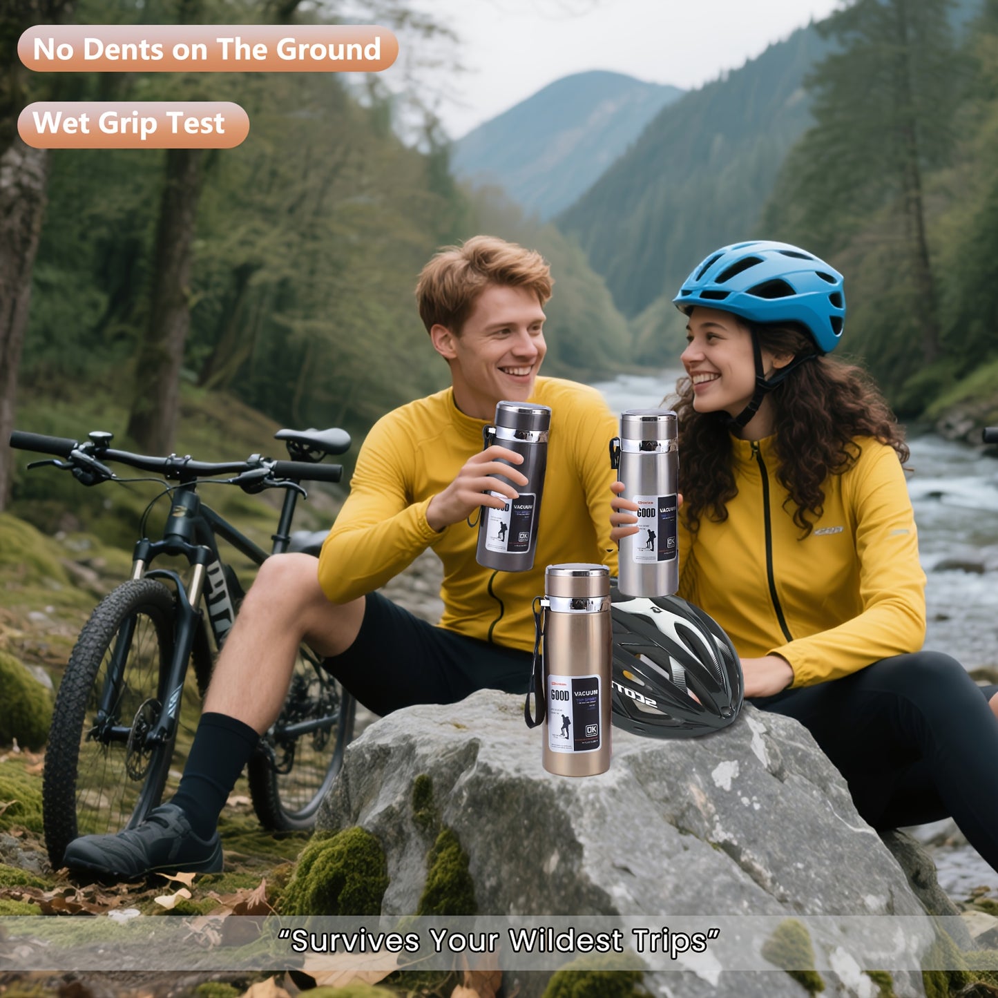 Hot / Cold Cup 33.81oz Large Capacity Insulated Cup with Leak-Proof Lid & Carry Strap - Double-Wall Vacuum Insulation for Hot/Cold Drinks, Glossy Finish, Durable & Lightweight Thermos for Camping, Gym, Travel, Hiking - Ideal Gift for Men &