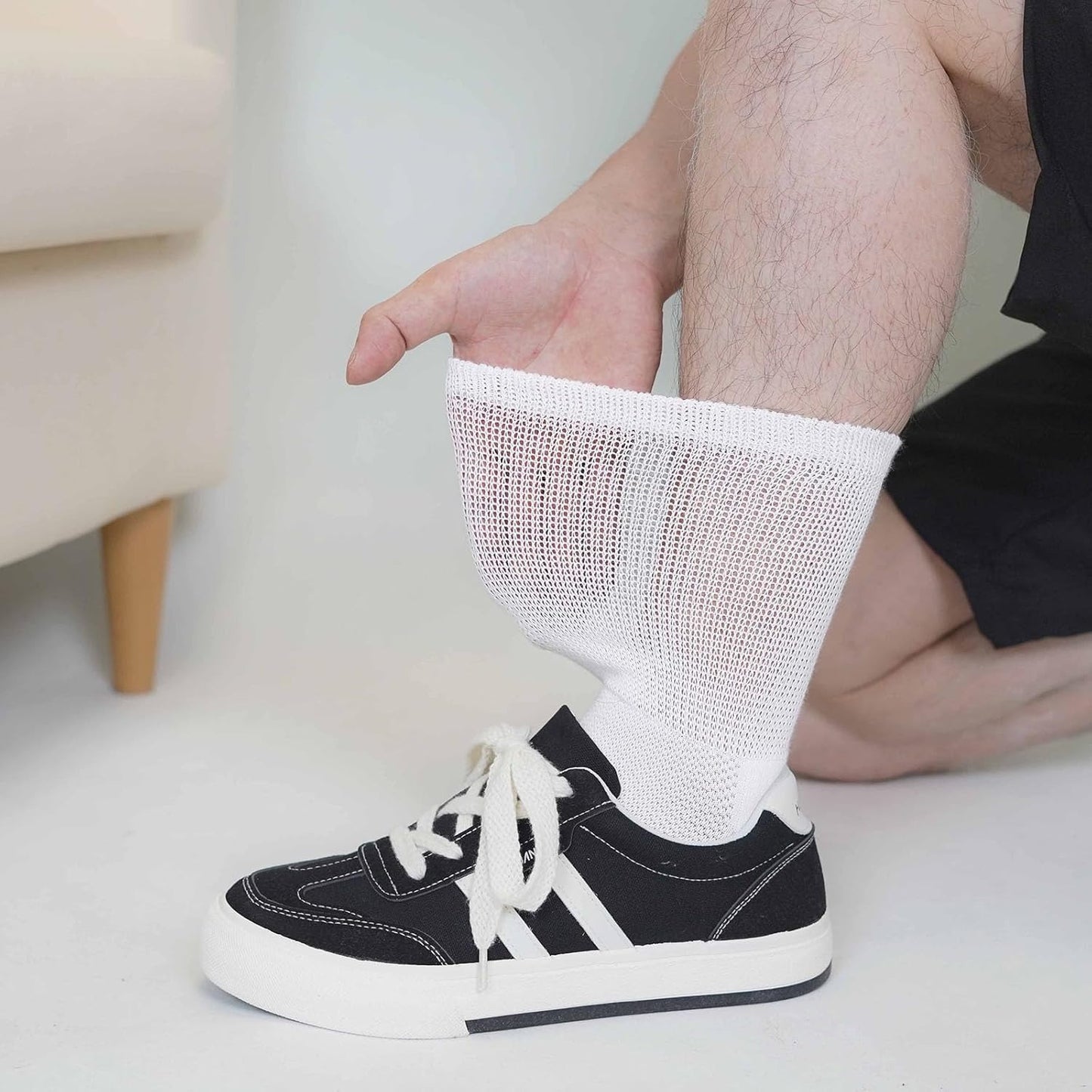 [Diabetic Socks | Soft] 4 Pairs Soft Non-Binding Diabetic Socks | Unisex Crew Socks For All-Day Comfort | Stretchy Socks
