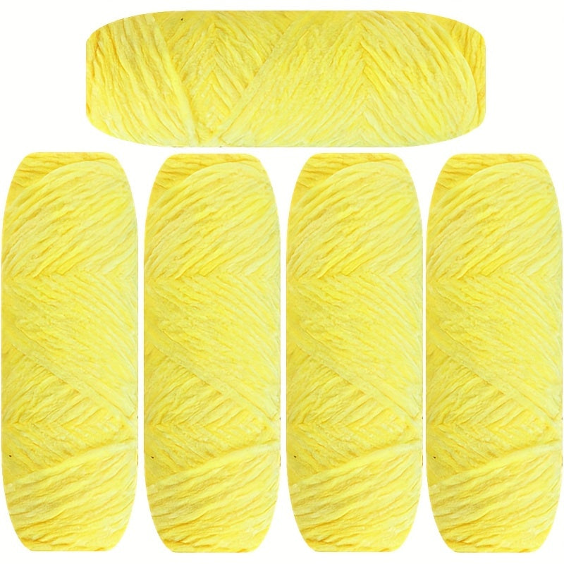 Velvet Chenille Yarn 5-Pack, 500g (17.63oz) Each, 100% Polyester, Soft Skin-Friendly Multi-Color Thick Yarn for Crochet, Knitting, DIY Crafts, Scarves, Blankets, Hats - 4mm Width