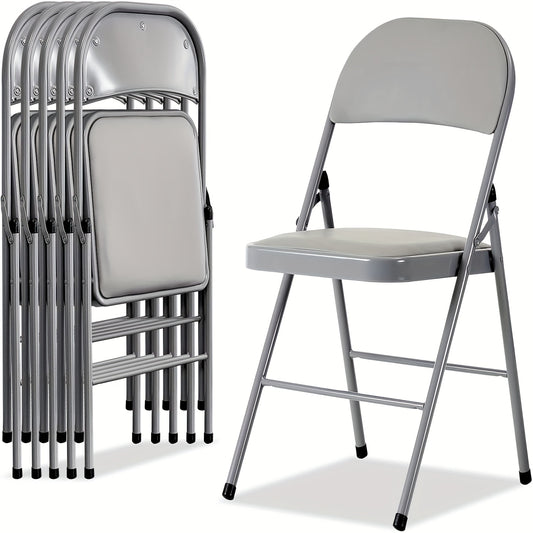 Folding Chairs 6 Pack; Folding Chairs with Memory Foam Cushion & Padded Backrest - Heavy-Duty Steel Frame, Space-Saving Foldable Design for Indoor/Outdoor Use - for home, Office, Events (Compatible with s/Hard Floors) - Easy Assembly, No Com