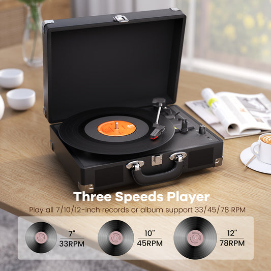 Maio C210 Vintage Gramophone, Vinyl Record, Turntable, Gramophone Device, High-fidelity Stereo, Built-in Speaker, 3-speed, Belt-driven Vintage Gramophone, 3.5mm Music Output, Can Be Connected to External Speakers