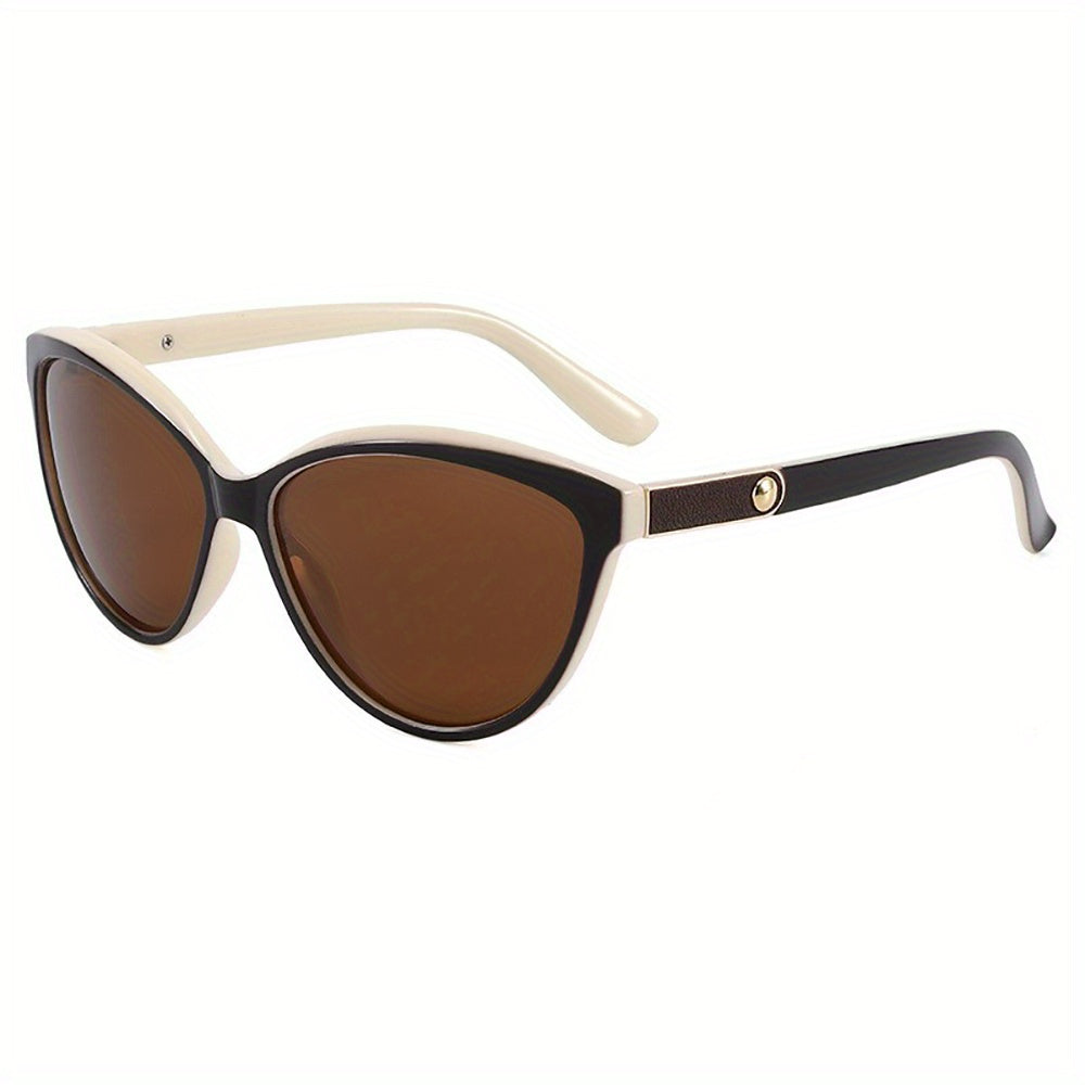 Sunglasses - Retro Round Frame with Black Lenses & Red Mirror Legs, Leather-Studded Detailing, Lightweight Durable Design for Casual Fashion & Outdoor Protection