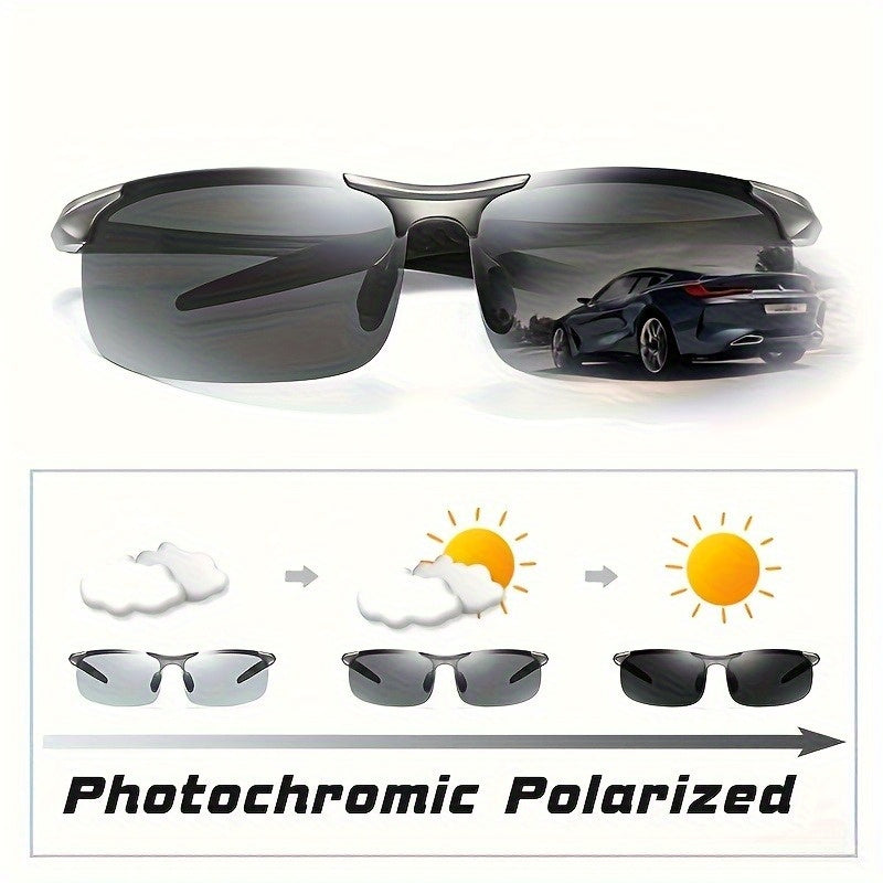 Sunglasses 2025 New Photochromic Fashion Glasses for Men & Women - Day & Night Driving Glasses with, Anti-Scratch, Zinc Alloy Frame, Sport Design - Blue Light Blocking, Auto-Tinting Lenses for Car,, Activities - Ideal Gift, Car Safe Dri