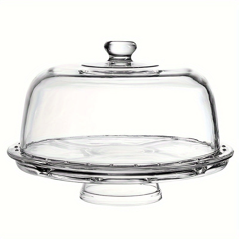 6-IN-1 Acrylic Cake Stand with Dome Lid - 12in Round Cake Holder Dessert Table Display Set & Charcuterie Board for Cakes, Desserts, Fruits, Snacks, Pastries, Appetizers, Cheese, Chips & Dips, Nachos, Fruit Platter Elegant Ped
