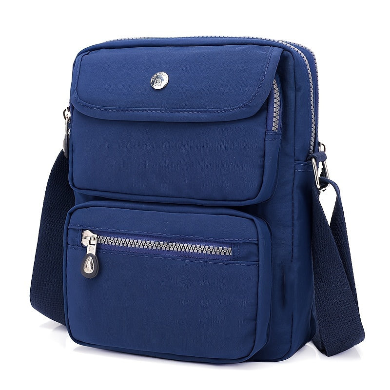 Women'S Lightweight Nylon Shoulder Bag - Casual Fashion Messenger Bag with Multiple Pockets, Adjustable Strap, and Zipper Closure in Pink, Purple, Blue, Green, Black, Red, Blue, Yellow, Black, White, Black Patterns, Messenger
