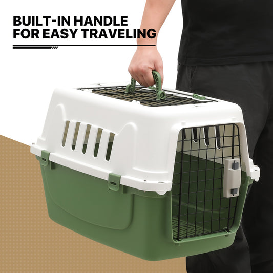 Pet Carrier / MoNiBloom 22-Inch Dog Crate Plastic 2-Door Top Loading Cat Carrier, Hard-Sided Dog Travel Carrier for Small Dogs and Cats, Ventilation and Security Lock Design for Pets up to 22 lbs