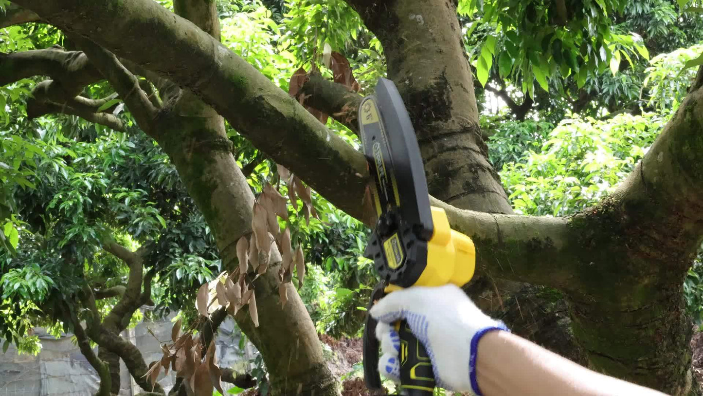 Mini Chainsaw Cordless, 6 Inch Handheld Electric Portable Power Chainsaw, 2 Rechargeable Batteries And Toolbox, Tree Trimming Wood Working & Cutting. Courtyard, Household, Survival Outdoor Tools. Gardening Supplies & Equipmen