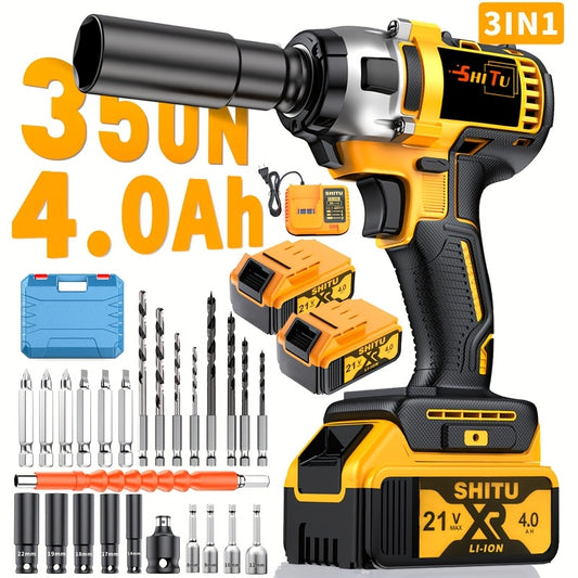 Cordless impact wrench, impact wrench with charger, lithium-ion wrench, portable, fast charger - electric tools suitable for home and car maintenance and repair