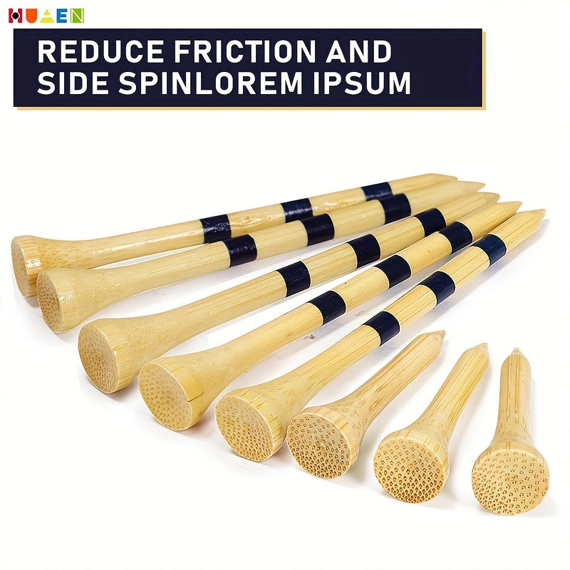 Golf Tees, 150pcs Striped Bamboo Golf Tees, Reusable Durable Reduce Friction And Side Spinning Golf Tees, Outdoor Golf Accessories