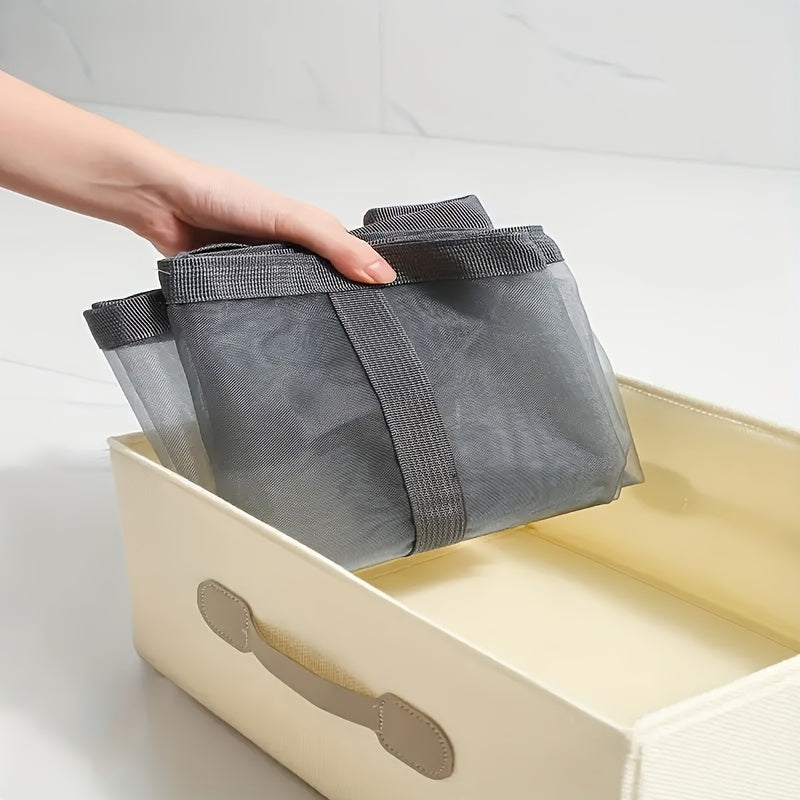 Laundry Basket / Nylon Mesh Laundry Basket, Foldable Dirty Clothes Storage Bag with Handle, Portable Independent Laundry Hamper, Suitable for Bedroom, Laundry Room, Bathroom, Toys and Miscellaneous Items