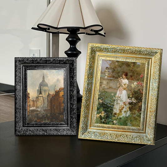Picture Frames / 1/3/5 Elegant Golden Baroque-Style Vintage Canvas Picture frame - Ornate Golden, Available in 4x6, 5x7, 8x10, 8.3x11.7, 11.7x16.5 Inches - Luxury Wall or Tabletop Display for Oil Paintings, Artwork, Photos - Home Decor Framed