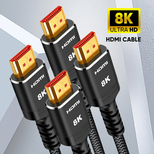 2-Pack 8K 10K HDTV Cable 3.3ft/6.6ft/10ft, 48Gbps High Speed HDTV 2.1 Cord Nylon Braided Slim 8K@60Hz, 4K@120Hz 144Hz, HDCP 2.2&2.3, eARC, Dynamic HDR, DTS:X, RTX 3090, Compatible with Roku TV/HDTV/PS5/Blu-ray