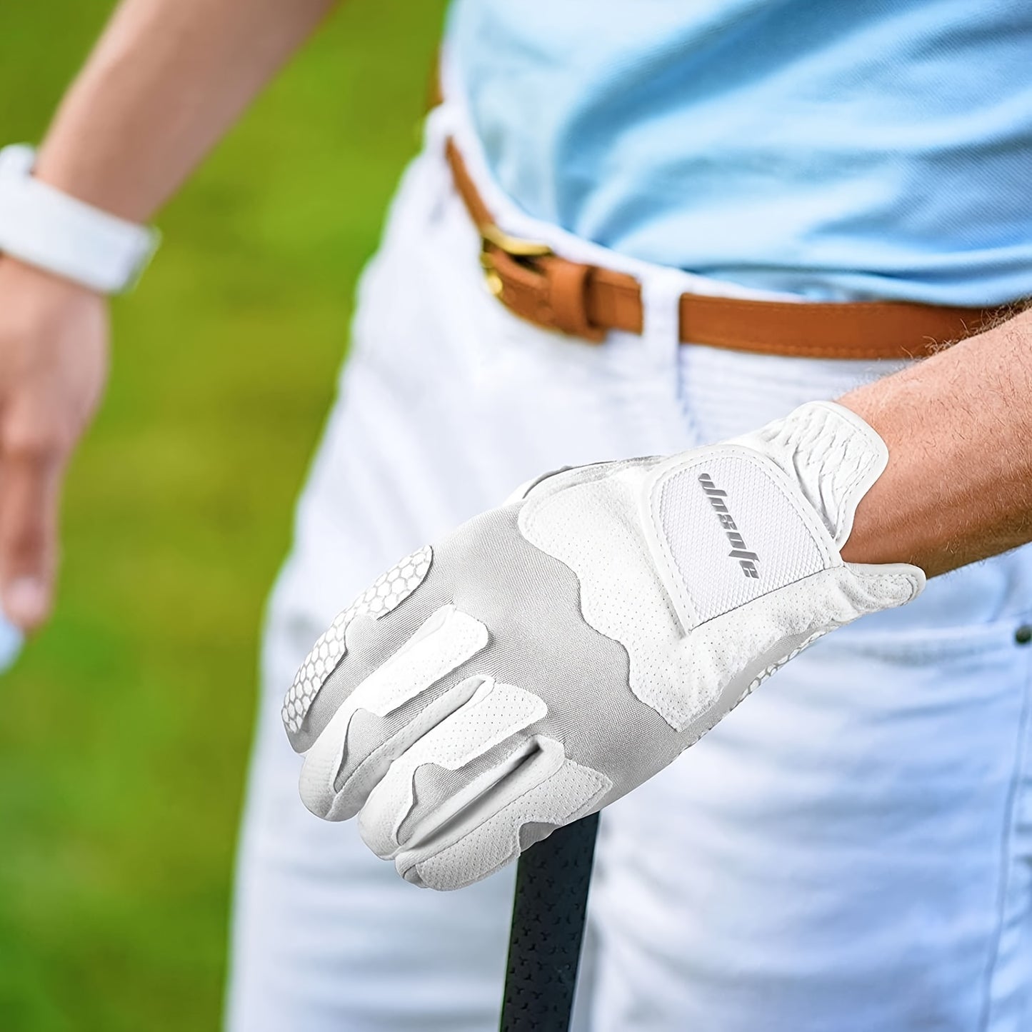 Unisex All-Round Display Angle Golf Gloves - Breathable Mesh with Silicone Grip, Elastic Fit for Men & Women, White & Gray Design, All-Season Training & Play, Includes Packaging, Golf Accessories, Sleek Sporty Design, Durable
