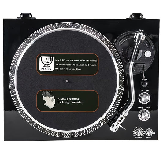 Record Player Vintage Turntable For Vinyl Records, Belt-Driven Turntable, Pre Ampufier, 33 Or 45 RPM, RCA Line Lp Vinyl Players For Sound, Aluminium Platter Piano High Gloss Black.A High-quality Valentine Gift, The Best Music