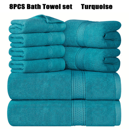 8pcs Bath Towel Set, 2 Bath Towels, 2 Hand Towels, 4 Washcloth, Luxurious, Soft, Skin Friendly, Good Water Absorption, Quick Drying, Thickened Bathing Towel, Suitable for Home, Hotel, Travel, Fitness, Beauty SPA, Etc, Wash Cl
