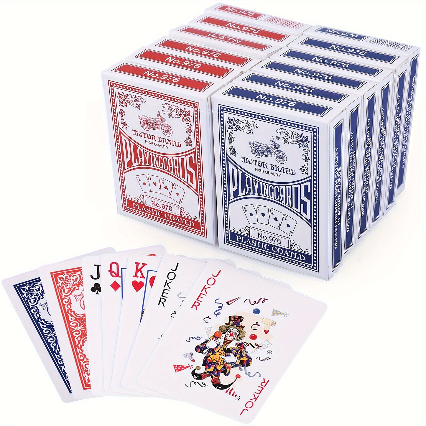 Playing Cards, 12 Pack, Bulk pack of Cards; 6 Blue And 6 Red, Poker Cards