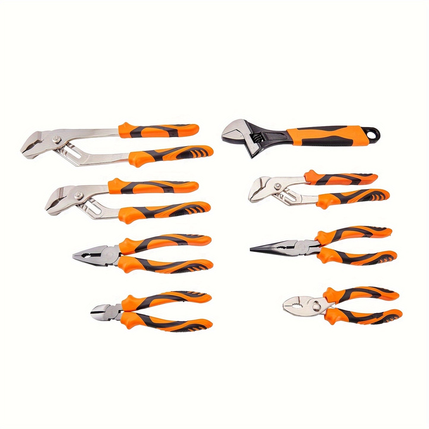 VEVOR 8-Piece Pliers Set, High Carbon Steel, 12"/10"/8" Groove Joint Pliers, 8" Linesman's Pliers, 6" Slip Joint Pliers, 8" Long Nose Pliers, 6" Diagonal Cutter, 10" Adjustable Wrench, And Tool Bag