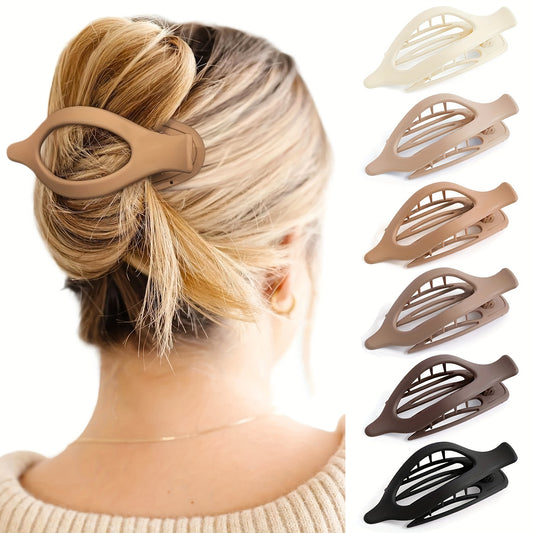 6pcs/Set French Concord Hair Clips Claw - Matte Side Slid Flat Hair Clips - Strong Hold No Slip Grip Hair Claw Clips For Thick Thin Hair (Matte Flat Clips)