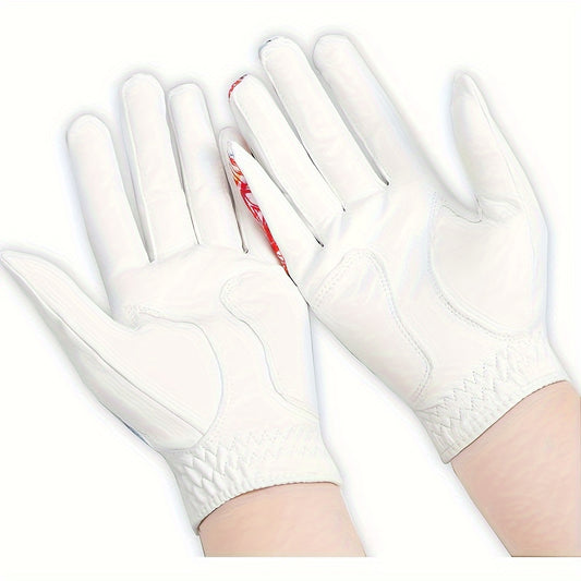1 Pair Women's Golf Gloves, Soft Sheepskin Material, Stretch Lycra Fabric, Ultra-thin Leather Palm, Wear-resistant, Non-slip, Breathable, Fashionable Sports Gloves, Perfect Golf Outdoor Accessories