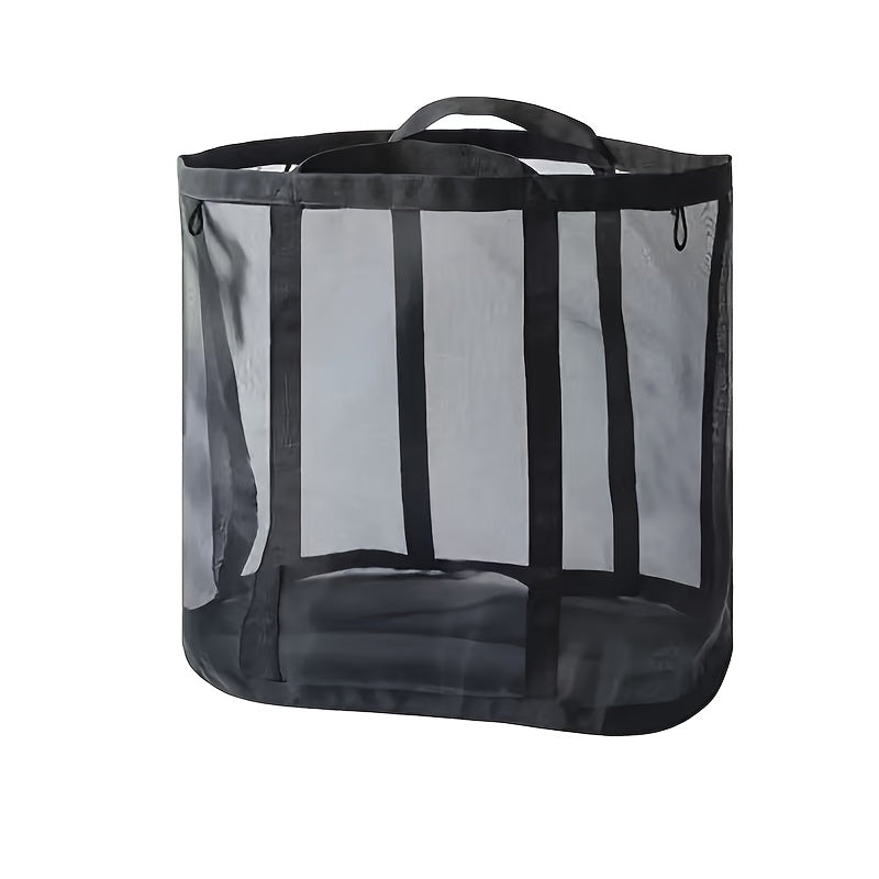 Laundry Basket / Nylon Mesh Laundry Basket, Foldable Dirty Clothes Storage Bag with Handle, Portable Independent Laundry Hamper, Suitable for Bedroom, Laundry Room, Bathroom, Toys and Miscellaneous Items
