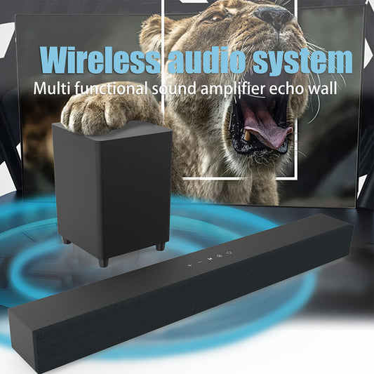 Soundbar / 60W Powerful Soundbar System with Subwoofer - 5.0, Home Theater Speaker with Deep Bass, HDTV-like Audio, USB/AUX//Mic Inputs, Compatible with Smart TV, PC, Gaming, Projector - Easy Setup & Remote Control Included