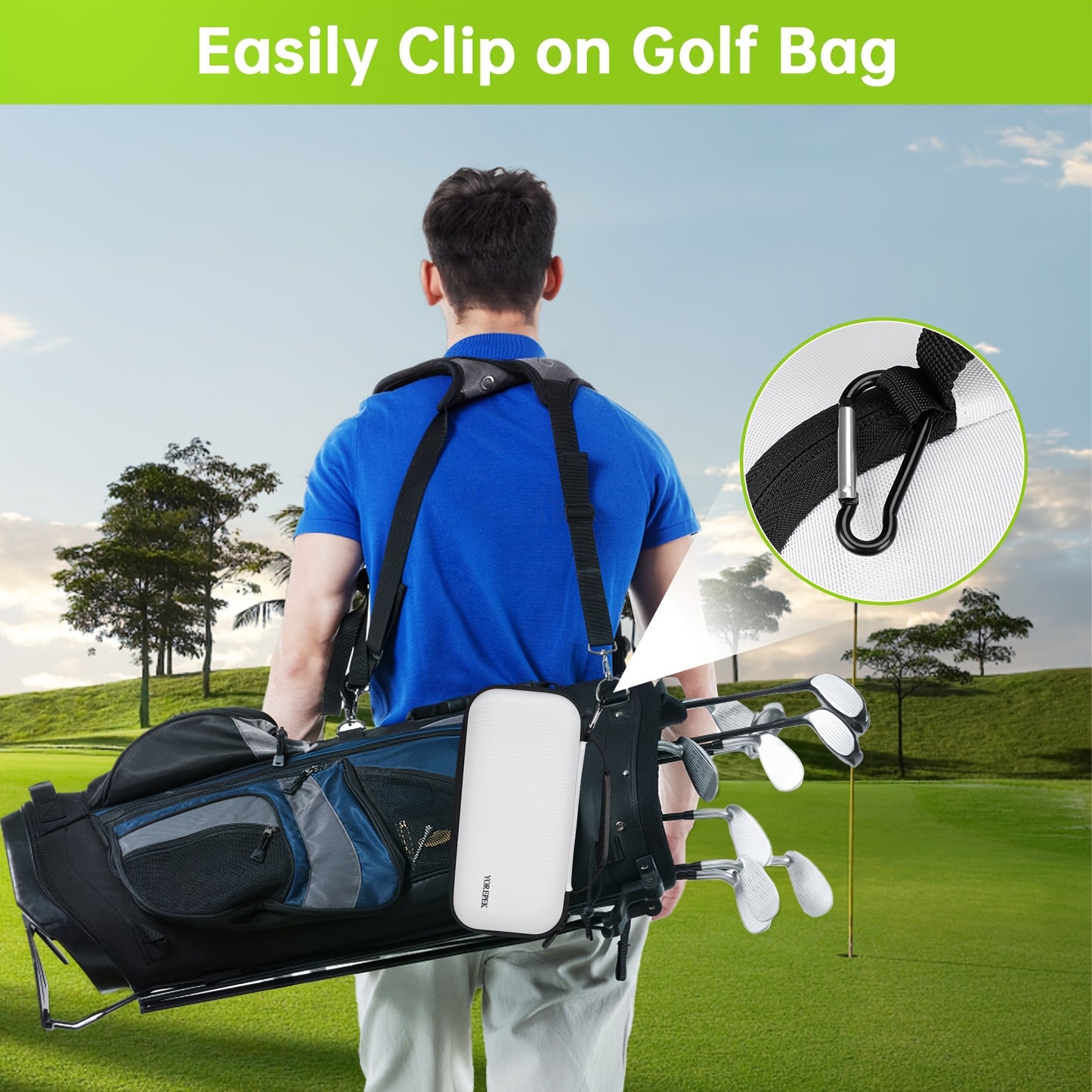 Golf Glove Holder with Removable Golf Glove Shaper, golf accessories for men, golf accessories, Protective Hard Shell Golf Accessories Case Bag with 2 Dividers Fits Balls, Tees, Markers, Golf Essentials, Golf Gifts for Men, B