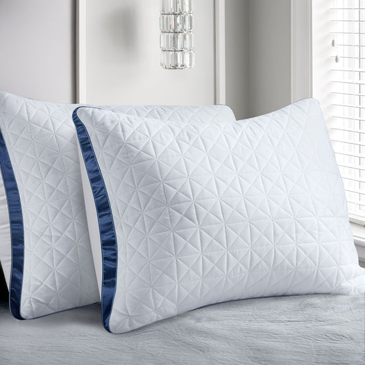 2pcs Bed Pillows, Cooling Luxury Hotel Quality With Breathable Down Alternative Filling With Gusset, Supportive For Back, Stomach, Or Side Sleepers, OEKO-TEX Certified  For Bedroom Guest Room