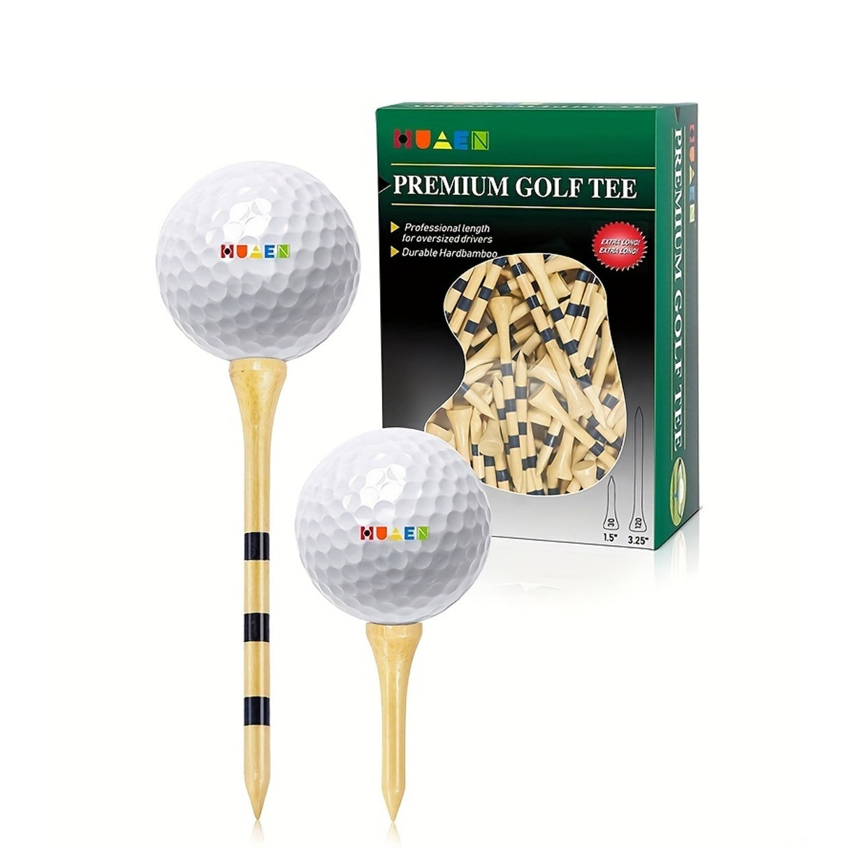 Golf Tees, 150pcs Striped Bamboo Golf Tees, Reusable Durable Reduce Friction And Side Spinning Golf Tees, Outdoor Golf Accessories