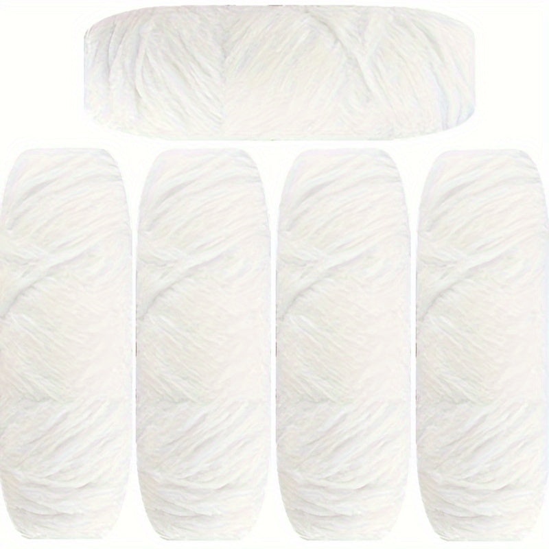 Velvet Chenille Yarn 5-Pack, 500g (17.63oz) Each, 100% Polyester, Soft Skin-Friendly Multi-Color Thick Yarn for Crochet, Knitting, DIY Crafts, Scarves, Blankets, Hats - 4mm Width
